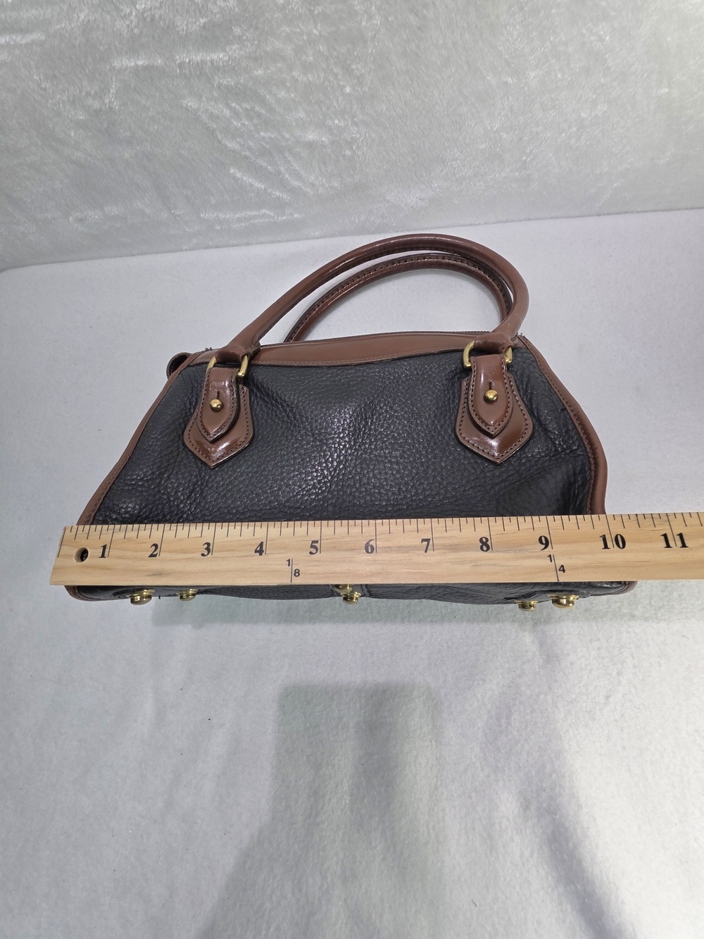 Vintage Dooney & Bourke All Weather Leather Satchel Black Pebbled Leather - Picture 10 of 12